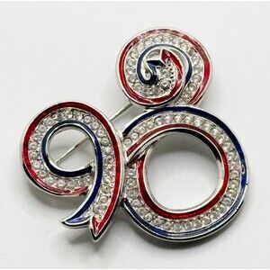 Disney Swarovski Patriotic Mickey Brooch Pin Rare